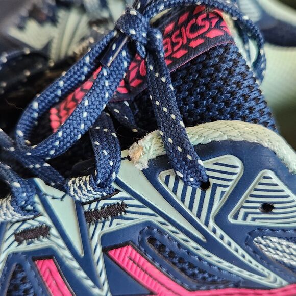 Asics Women’s Preowned Athletic Gym Running Shoes Navy Blue Pink Laceup Size 10 - Picture 4 of 9